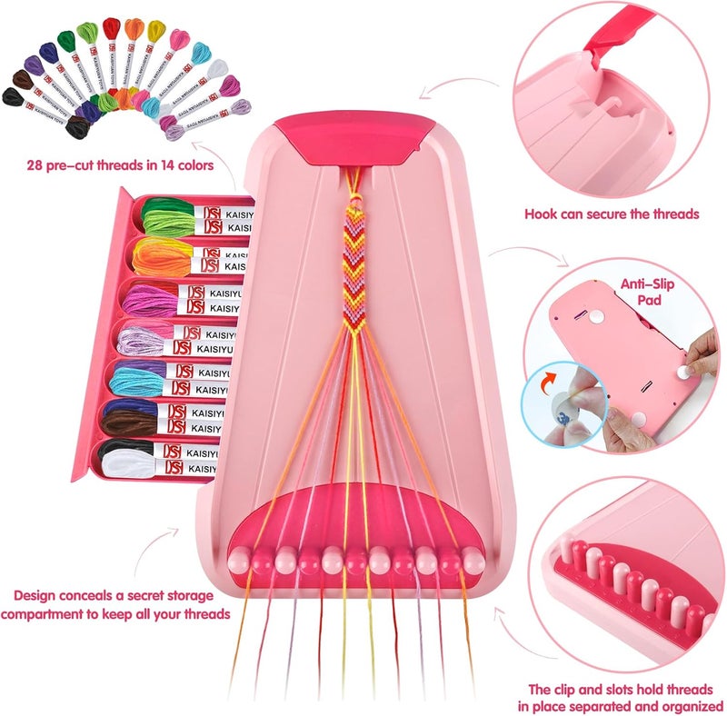 Maynacs Arts and Crafts for Kids Ages 8-12,Friendship Bracelet Making Kit for Girl,Kids Jewelry Making Kit with 28 Pre-Cut Threads,Christmas Birthday Gifts for Ages 6 7 8 9 10 11 12 Year Old Red - Image 2